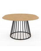 Table à manger ronde extensible Adelle bois/noir  - 110/150x110x75 cm