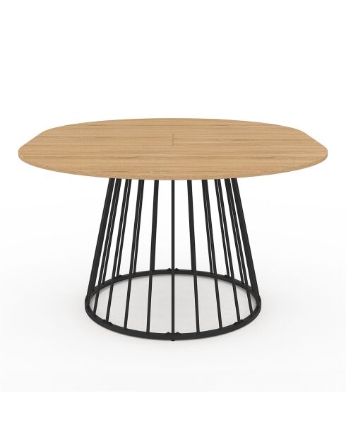 Table à manger ronde extensible Adelle bois/noir  - 110/150x110x75 cm