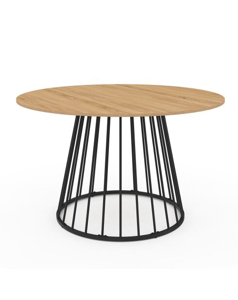 Table à manger ronde extensible Adelle bois/noir  - 110/150x110x75 cm