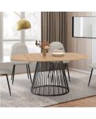 Table à manger ronde extensible Adelle bois/noir  - 110/150x110x75 cm