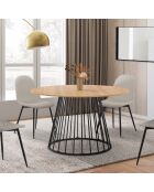 Table à manger ronde extensible Adelle bois/noir  - 110/150x110x75 cm