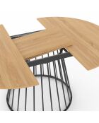 Table à manger ronde extensible Adelle bois/noir  - 110/150x110x75 cm