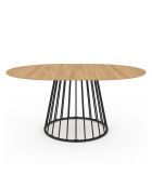 Table à manger ronde extensible Adelle bois/noir  - 110/150x110x75 cm