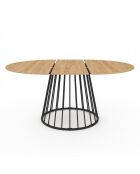 Table à manger ronde extensible Adelle bois/noir  - 110/150x110x75 cm