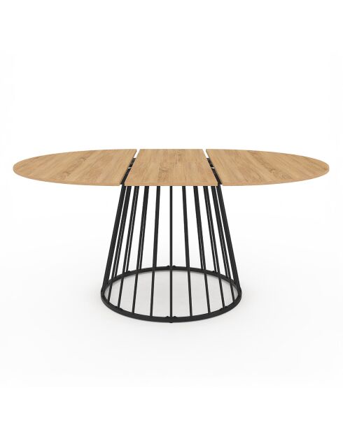 Table à manger ronde extensible Adelle bois/noir  - 110/150x110x75 cm
