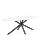 Table à manger ovale Céleste effet marbre blanc/noir  - 200x90x76 cm