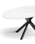 Table à manger ovale Céleste effet marbre blanc/noir  - 200x90x76 cm