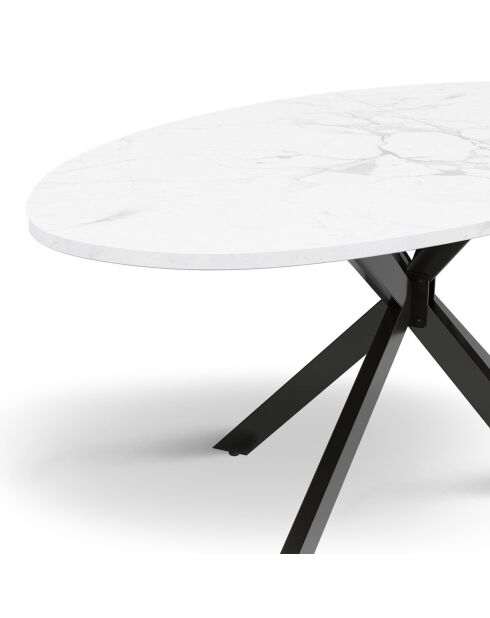 Table à manger ovale Céleste effet marbre blanc/noir  - 200x90x76 cm