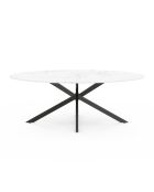 Table à manger ovale Céleste effet marbre blanc/noir  - 200x90x76 cm