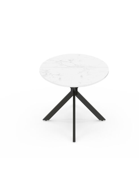 Table à manger ovale Céleste effet marbre blanc/noir  - 200x90x76 cm