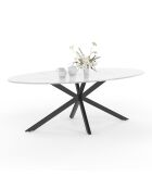 Table à manger ovale Céleste effet marbre blanc/noir  - 200x90x76 cm