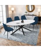 Table à manger ovale Céleste effet marbre blanc/noir  - 200x90x76 cm