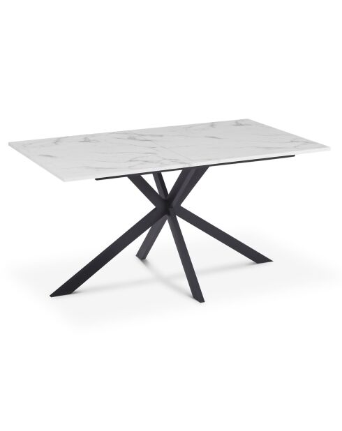 Table à manger Glam aspect marbre/noir - 160x90x75 cm