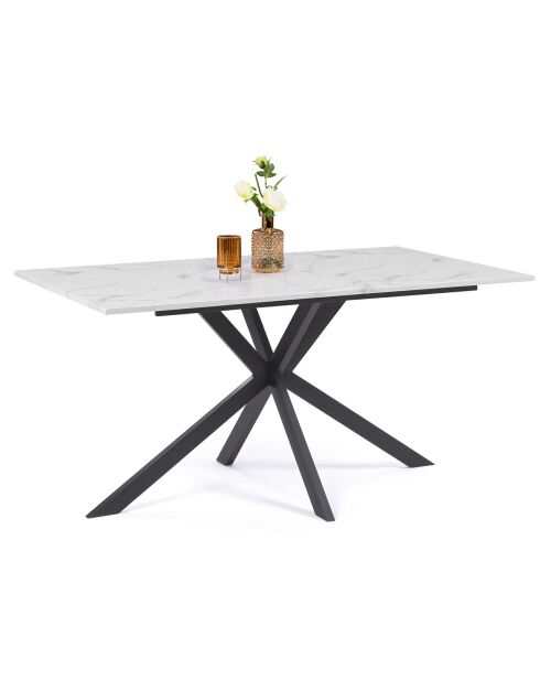 Table à manger Glam aspect marbre/noir - 160x90x75 cm