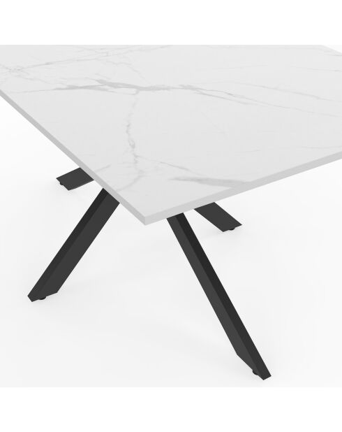Table à manger Glam aspect marbre/noir - 160x90x75 cm
