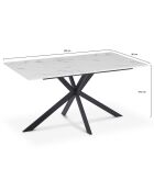 Table à manger Glam aspect marbre/noir - 160x90x75 cm