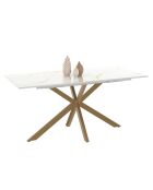 Table à manger extensible Spider pieds effet laiton/plateau effet marbre blanc/doré - 160/200 cmx90x76 cm