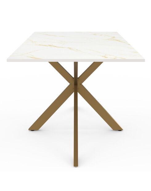 Table à manger extensible Spider pieds effet laiton/plateau effet marbre blanc/doré - 160/200 cmx90x76 cm