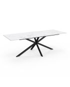Table à manger extensible Spider effet marbre blanc/pieds noirs  - 200/240x90x75.5 cm