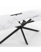 Table à manger extensible Spider effet marbre blanc/pieds noirs  - 200/240x90x75.5 cm