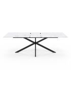 Table à manger extensible Spider effet marbre blanc/pieds noirs  - 200/240x90x75.5 cm