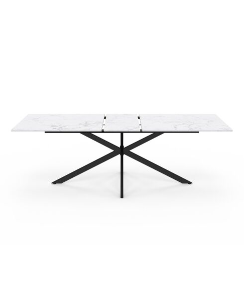 Table à manger extensible Spider effet marbre blanc/pieds noirs  - 200/240x90x75.5 cm
