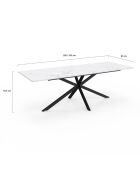 Table à manger extensible Spider effet marbre blanc/pieds noirs  - 200/240x90x75.5 cm