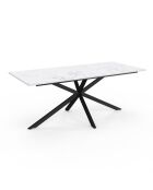 Table à manger extensible Spider effet marbre blanc/pieds noirs  - 200/240x90x75.5 cm