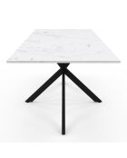Table à manger extensible Spider effet marbre blanc/pieds noirs  - 200/240x90x75.5 cm