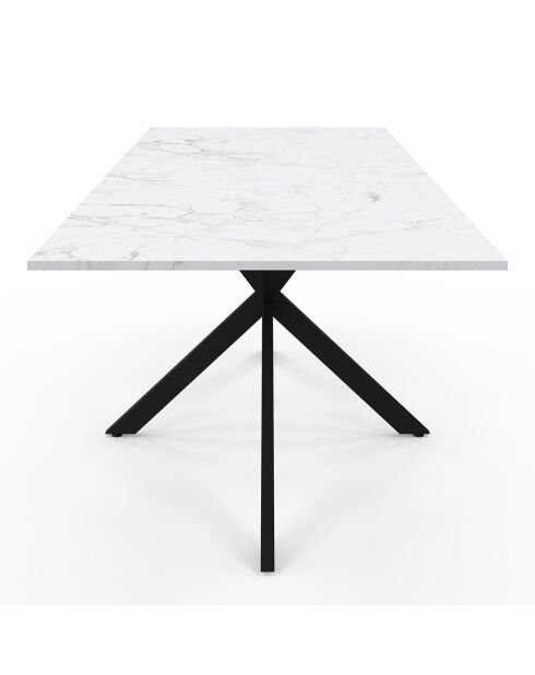Table à manger extensible Spider effet marbre blanc/pieds noirs  - 200/240x90x75.5 cm