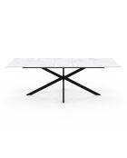 Table à manger extensible Spider effet marbre blanc/pieds noirs  - 200/240x90x75.5 cm