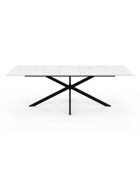 Table à manger extensible Spider effet marbre blanc/pieds noirs  - 200/240x90x75.5 cm