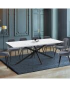Table à manger extensible Spider effet marbre blanc/pieds noirs  - 200/240x90x75.5 cm