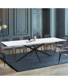 Table à manger extensible Spider effet marbre blanc/pieds noirs  - 200/240x90x75.5 cm