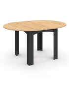 Table à manger ronde Dina bois/noir - 110/150x110x75 cm