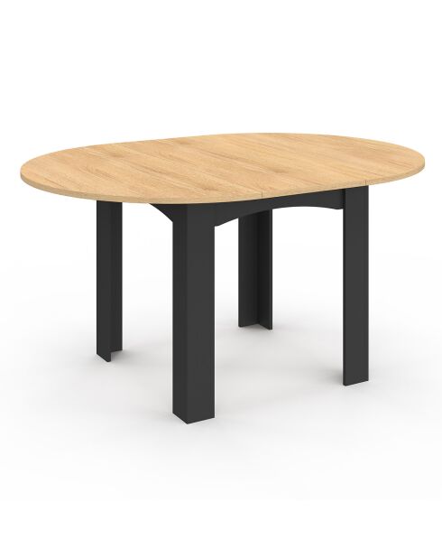 Table à manger ronde Dina bois/noir - 110/150x110x75 cm