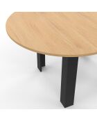 Table à manger ronde Dina bois/noir - 110/150x110x75 cm