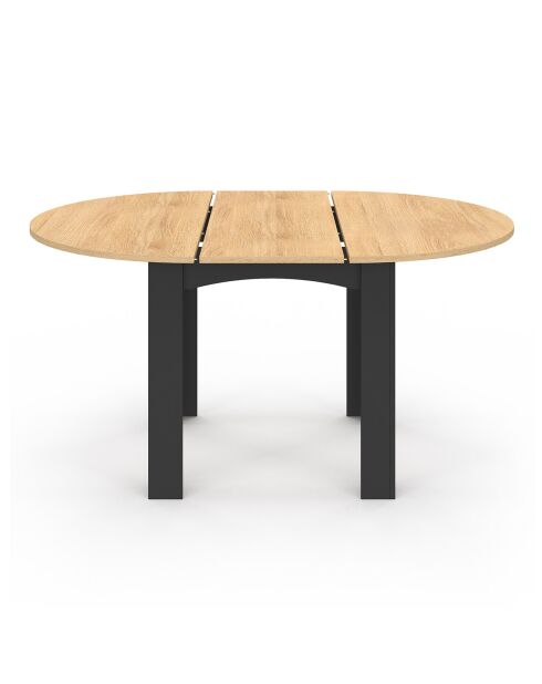Table à manger ronde Dina bois/noir - 110/150x110x75 cm