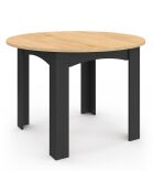 Table à manger ronde Dina bois/noir - 110/150x110x75 cm