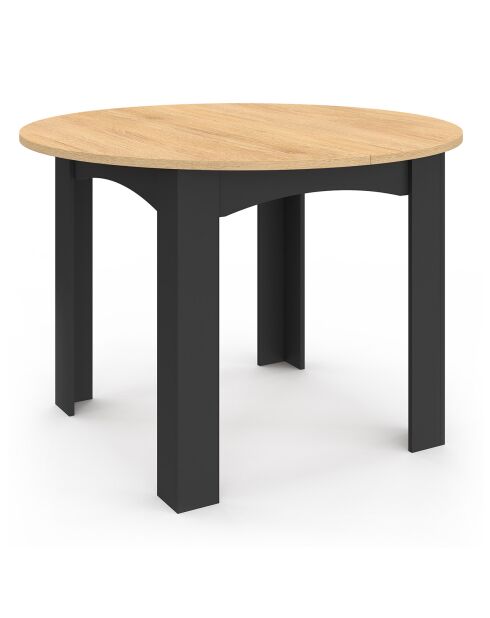 Table à manger ronde Dina bois/noir - 110/150x110x75 cm