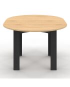 Table à manger ronde Dina bois/noir - 110/150x110x75 cm