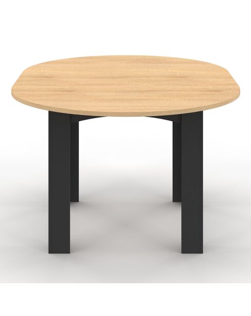 Table à manger ronde Dina bois/noir - 110/150x110x75 cm