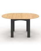 Table à manger ronde Dina bois/noir - 110/150x110x75 cm
