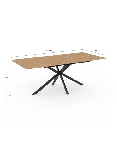 Spider ausziehbarer Esstisch Holz/Schwarz - 160/200 cmx90x75 cm