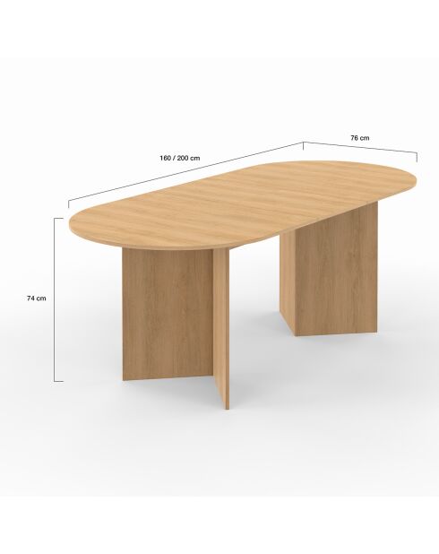 Table à manger extensible Gabin bois  - 160/200x90x75 cm