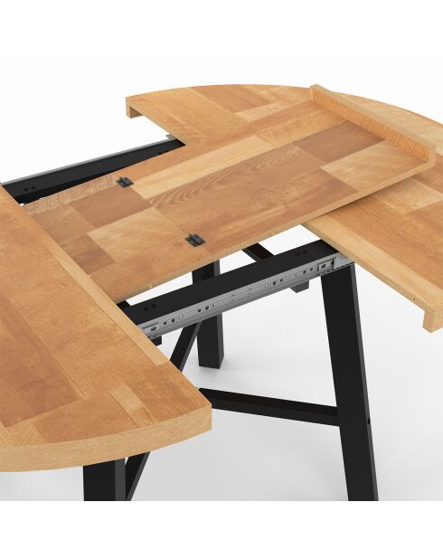 Table à manger ronde extensible Mathilde bois/noir  - 110/150x110x75 cm