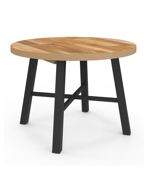 Table à manger ronde extensible Mathilde bois/noir  - 110/150x110x75 cm