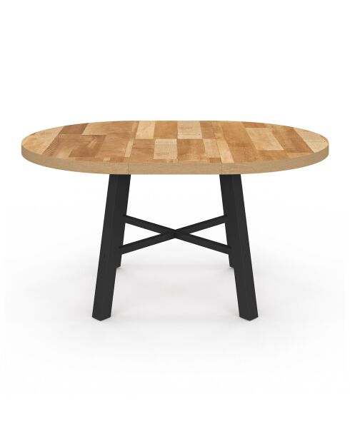 Table à manger ronde extensible Mathilde bois/noir  - 110/150x110x75 cm