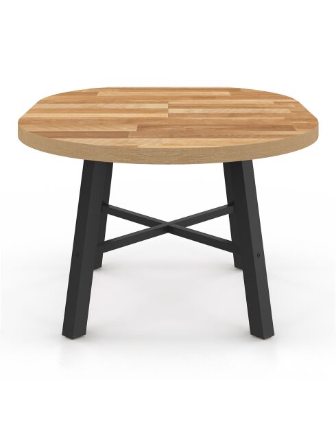 Table à manger ronde extensible Mathilde bois/noir  - 110/150x110x75 cm