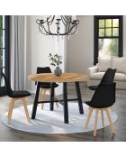 Table à manger ronde extensible Mathilde bois/noir  - 110/150x110x75 cm
